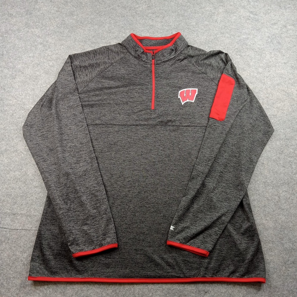 Wisconsin Badgers Shirt Mens XL Sweatshirt NCAA Football Quarter Zip Sweater‎